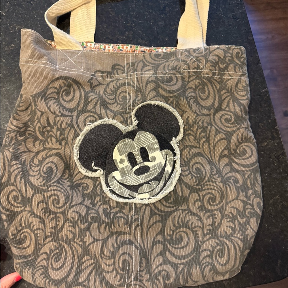 Disney Gray and Cream Mickey Mouse Tote Bag